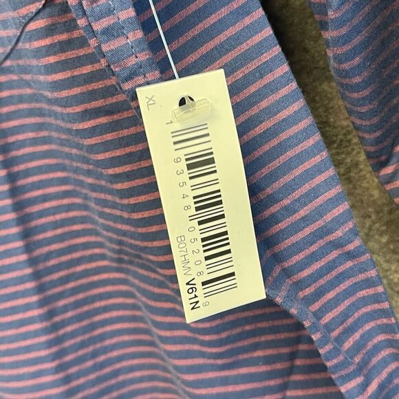 NWT GOODTHREADS Button Down Shirt Men’s XL Blue Red Stripe Poplin Slim Fit Work - Picture 10 of 14